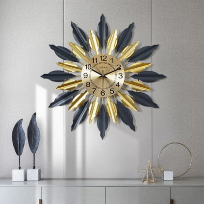 Gold Toned & Black Abstract Shaped Metal Wall Clock