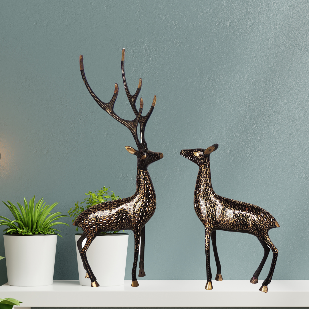 Deer Pair Statue -VASTU Brass Premium Finished Figurine