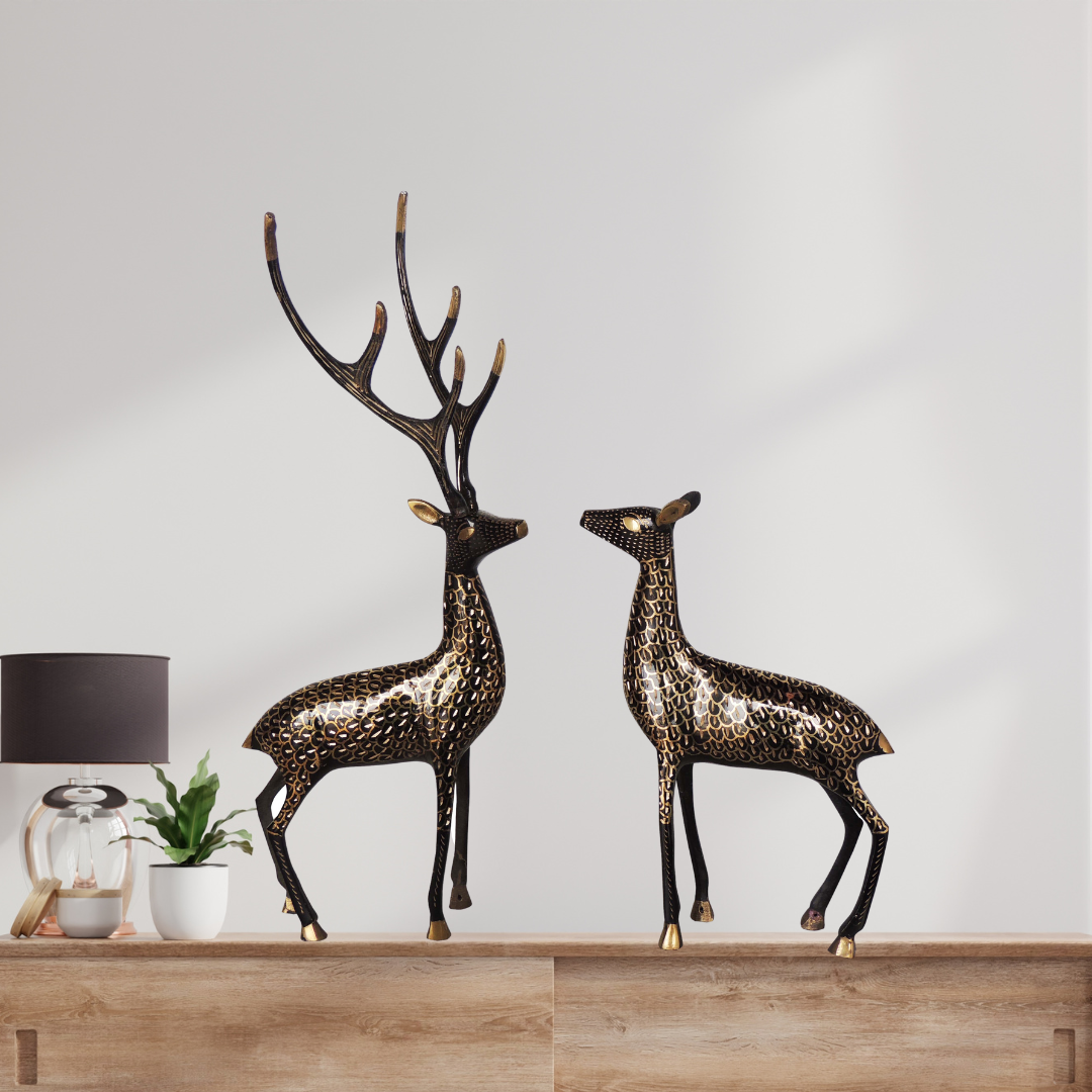 Deer Pair Statue -VASTU Brass Premium Finished Figurine