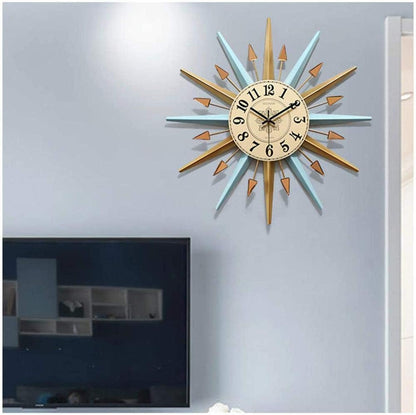 Large Wall Clock Metal Decorative, Mid Century Silent Non-Ticking Big Clocks