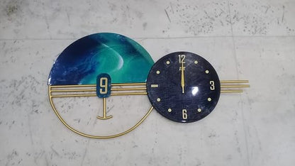 Ocean Blue Pendulum Style Wall Clock