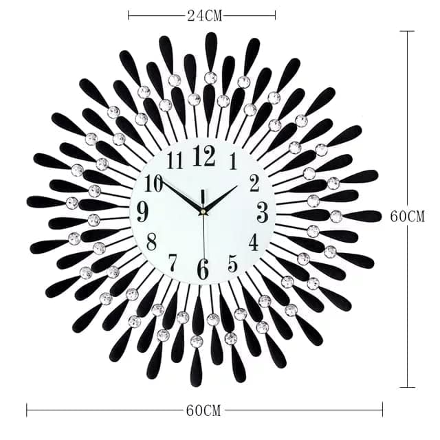 Diamonds Metallic Wall Clock Black