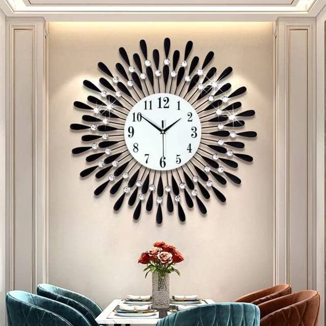 Diamonds Metallic Wall Clock Black