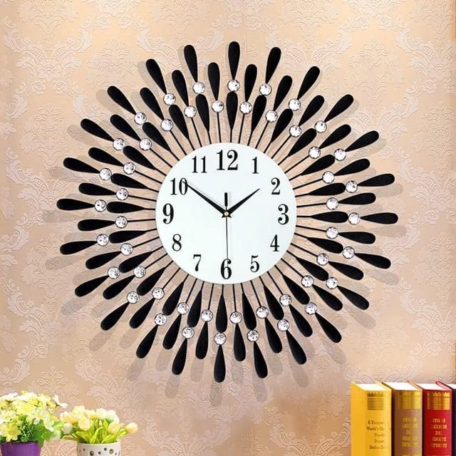 Diamonds Metallic Wall Clock Black