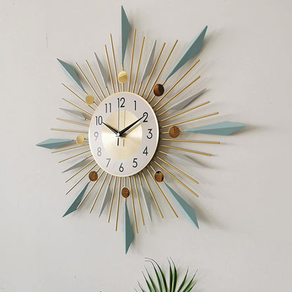 Large Wall Clock Metal Decorative, Mid Century Silent Non-Ticking Big Clocks