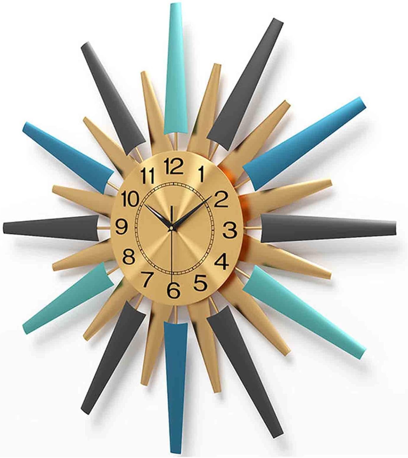 Large Metal Wall Clocks,3D Art Design Silent Non Ticking Quartz Clock