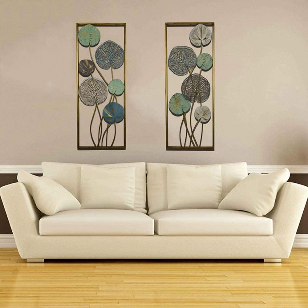 Lotus Leaf with Frame Pendant for Indoor and Outdoor Wall Decoration 2 Pcs