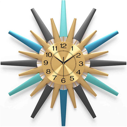 Large Metal Wall Clocks,3D Art Design Silent Non Ticking Quartz Clock