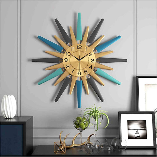 Large Metal Wall Clocks,3D Art Design Silent Non Ticking Quartz Clock