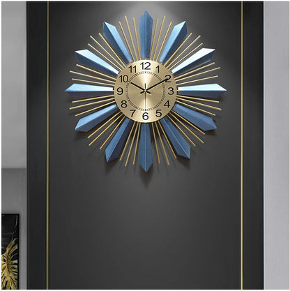 Modern 3D Metal Wall Clocks, Large Sunburst Wall Clock