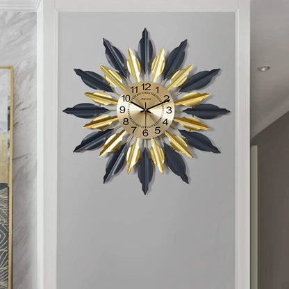 Gold Toned & Black Abstract Shaped Metal Wall Clock