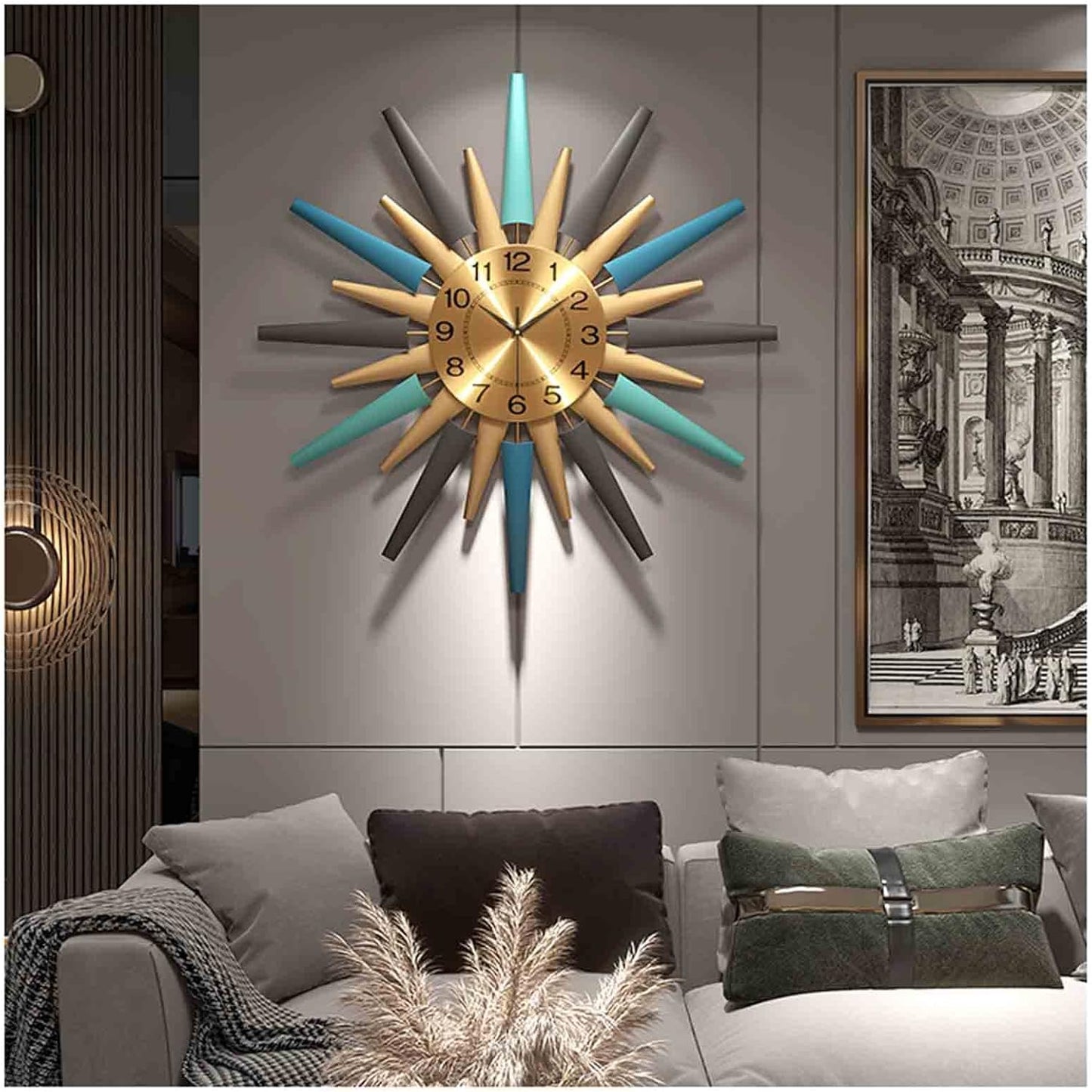 Large Metal Wall Clocks,3D Art Design Silent Non Ticking Quartz Clock