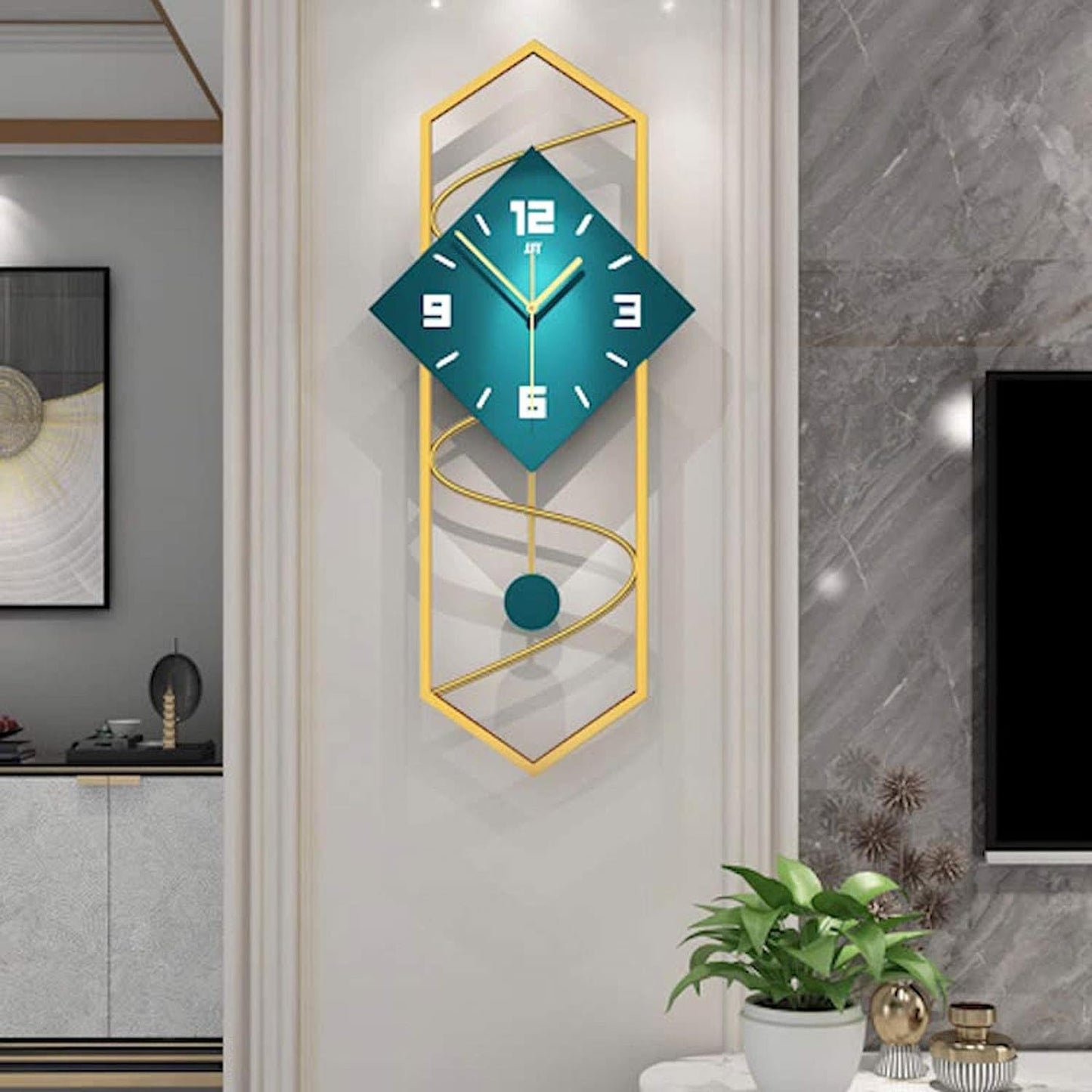 Rectangle With Pendulum Wall Clock