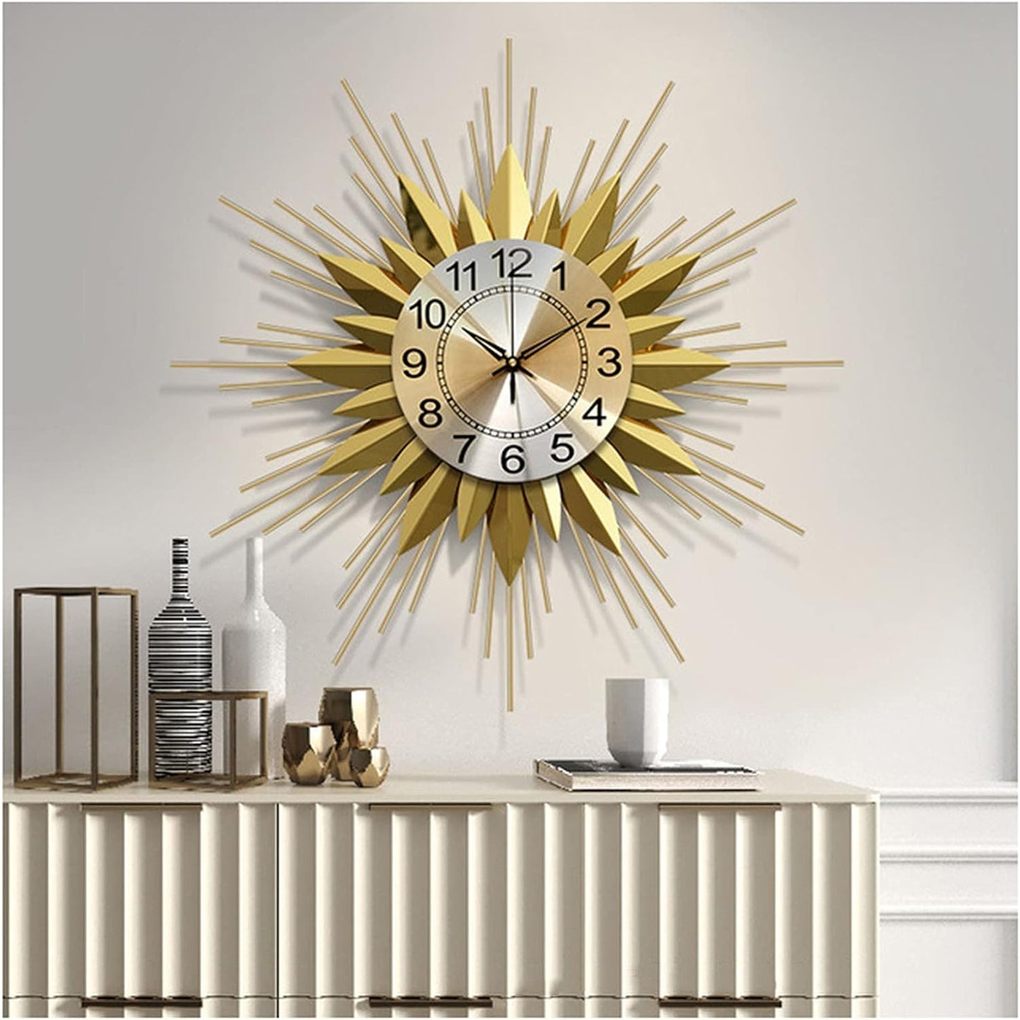 Modern Metal Wall Clock 3D Sunburst Wall Clocks