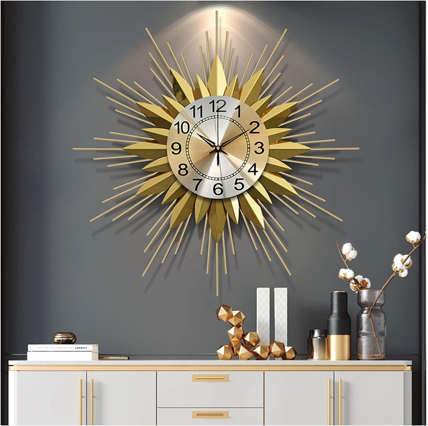 Modern Metal Wall Clock 3D Sunburst Wall Clocks