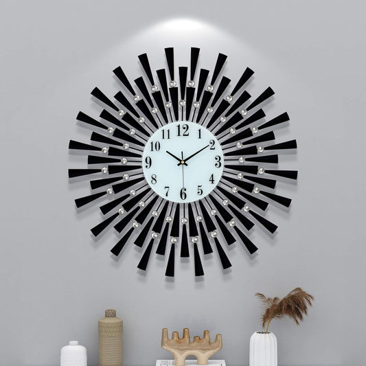 Diamonds Metallic Wall Clock Black