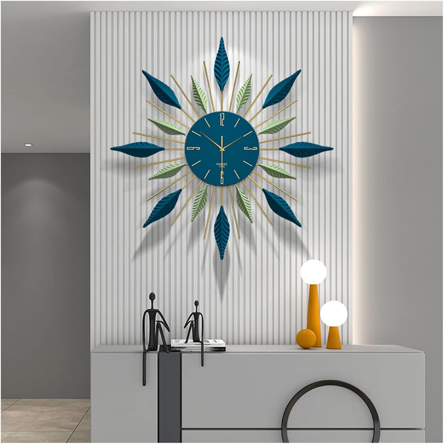 Green floral  Metal Wall Clock