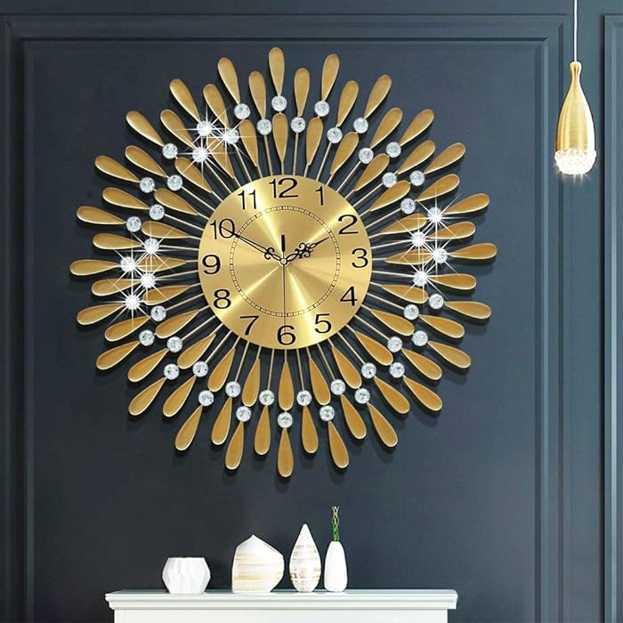 Diamonds Metallic Wall Clock Gold