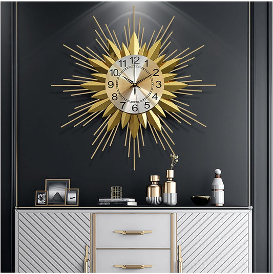 Modern Metal Wall Clock 3D Sunburst Wall Clocks