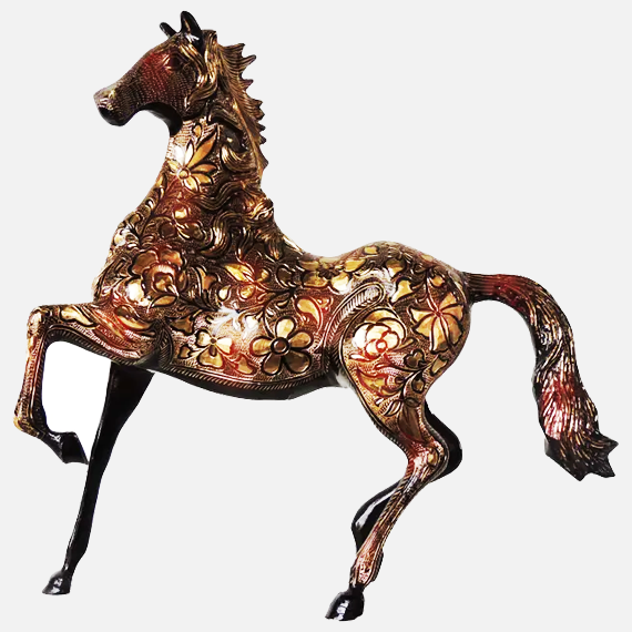 Brass Antique Horse Statue | Antique Polished Brass Horse Statue