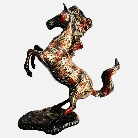 Brass Antique Jumping Horse Statue