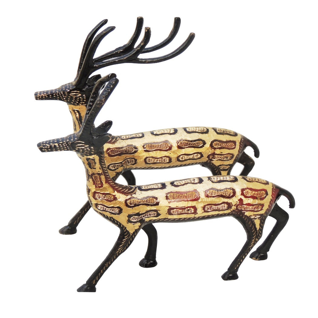 Pair of Beautiful Deer Figurines in Brass