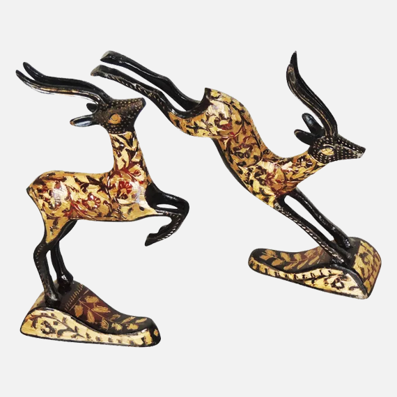 Pair of Beautiful Deer Figurines in Brass