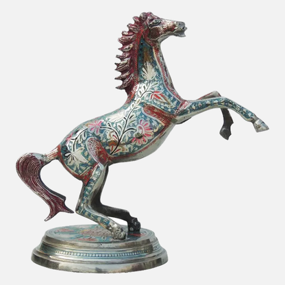 Antique Polished Brass Jumping Horse Statue