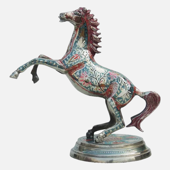 Antique Polished Brass Jumping Horse Statue