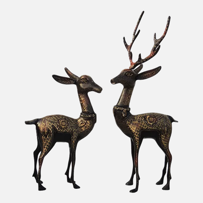 Pair of Beautiful Deer Figurines in Brass