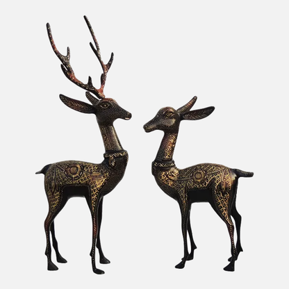 Pair of Beautiful Deer Figurines in Brass