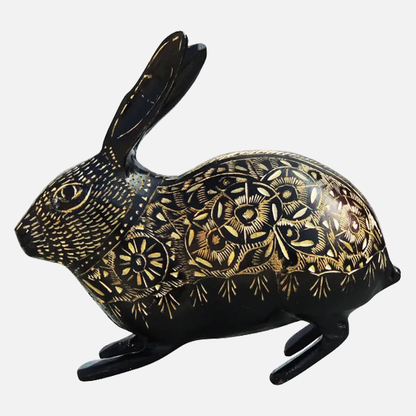 Antique Polished Brass Rabbit Statue