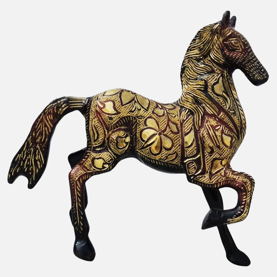 Brass Antique Horse Statue | Antique Polished Brass Horse Statue