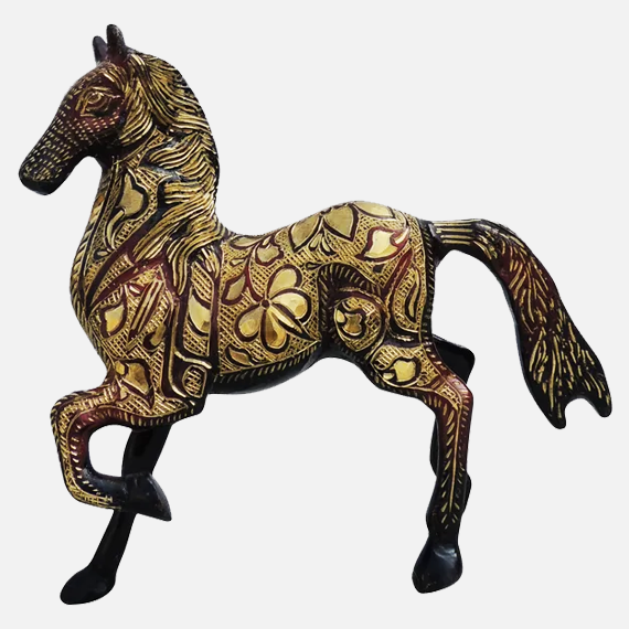 Brass Antique Horse Statue | Antique Polished Brass Horse Statue