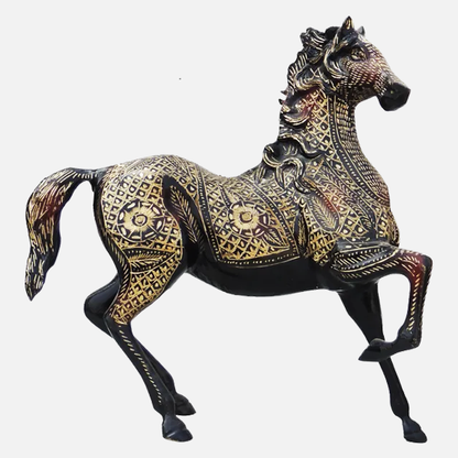 Brass Antique Horse Statue | Antique Polished Brass Horse Statue