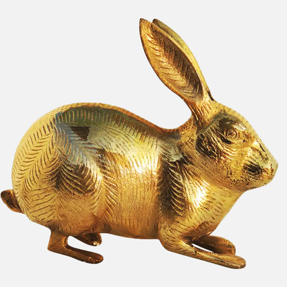 Antique Polished Brass Rabbit Statue