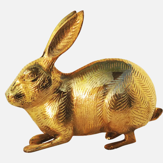 Antique Polished Brass Rabbit Statue