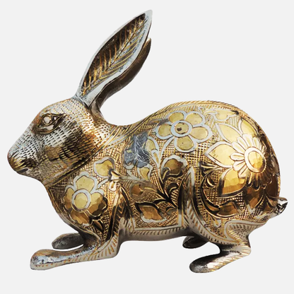 Antique Polished Brass Rabbit Statue