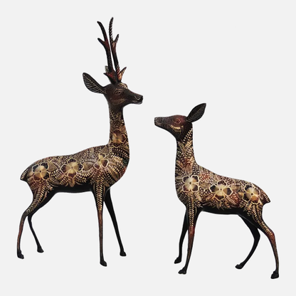 Pair of Beautiful Deer Figurines in Brass