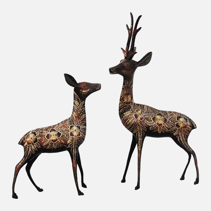 Pair of Beautiful Deer Figurines in Brass