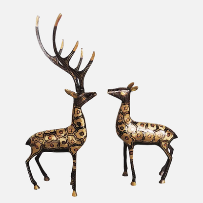 Pair of Beautiful Deer Figurines in Brass