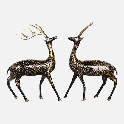 Pair of Beautiful Deer Figurines in Brass