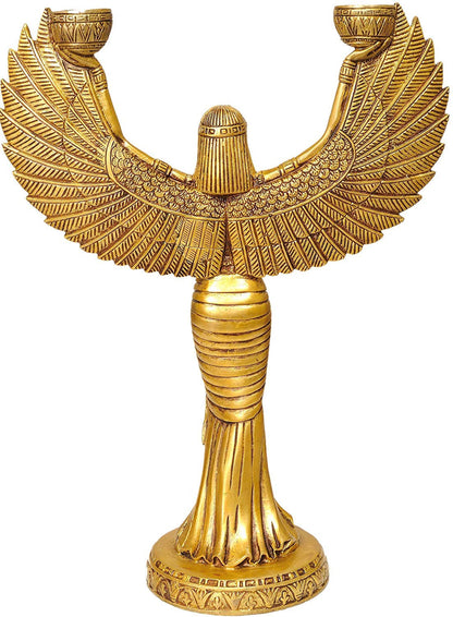 BRASS EGYPTIAN ISIS With CANDLE HOLDER