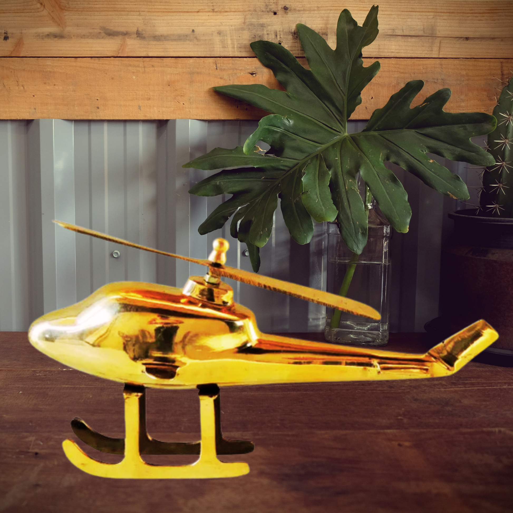 Brass Showpiece Children Playing Helicopter | Pure Brass Helicopter Model Showpiece, Aircraft Table Decorative Showpiece for Home DŽcor With Gold, Glossy and Shiny Finish 3