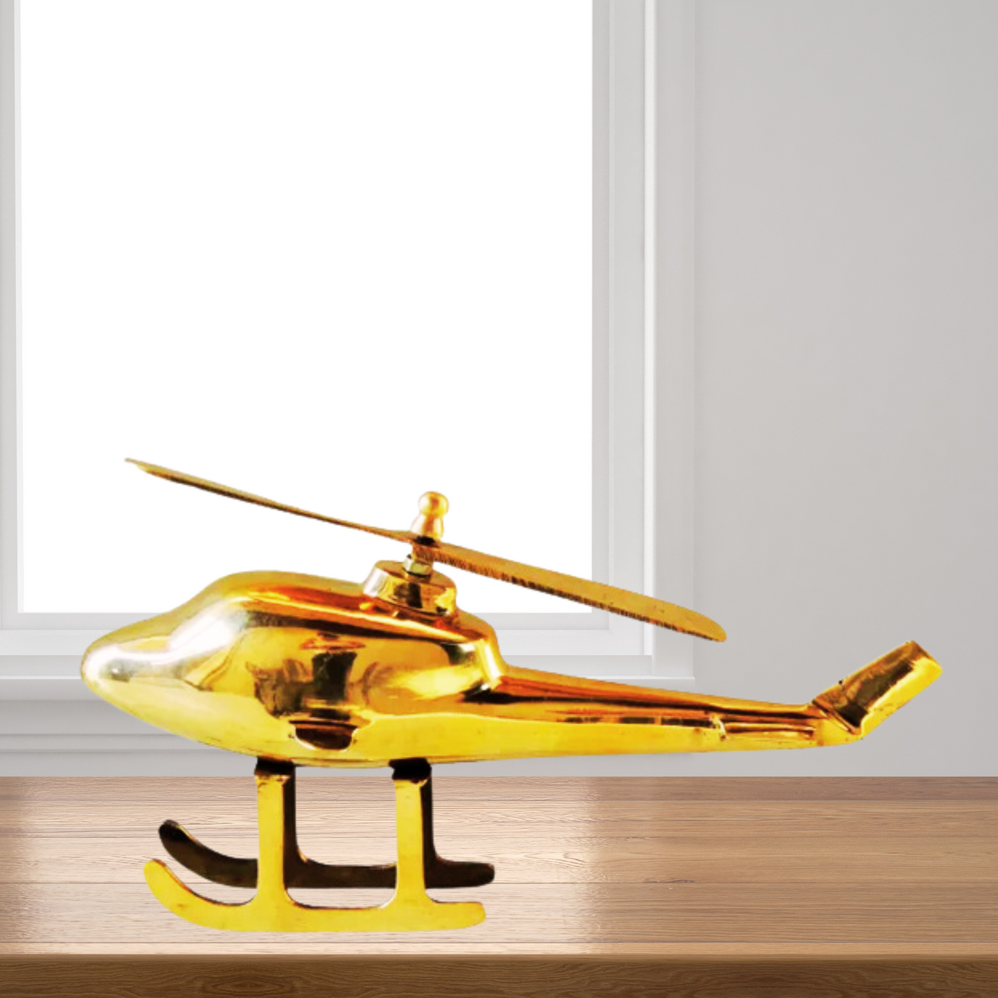 Brass Showpiece Children Playing Helicopter | Pure Brass Helicopter Model Showpiece, Aircraft Table Decorative Showpiece for Home DŽcor With Gold, Glossy and Shiny Finish 2