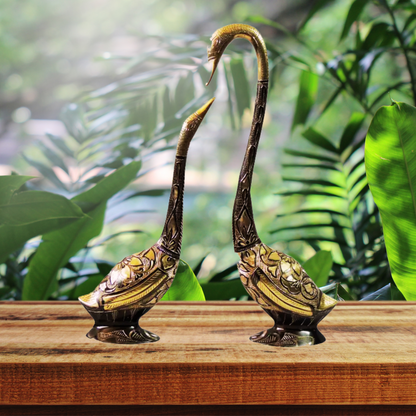 Brass Duck Pair Statue | Pair of Beautiful Deer Figurines in Brass | Brass Deer Pair Statue | Deer Pair Statue -VASTU Brass Premium Finished FigurineBrass Designer Deer Pair Showpiece