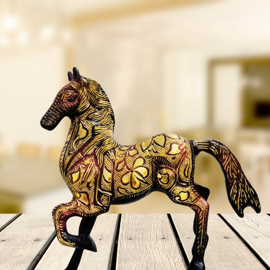 Brass Horse Statue | Brass Antique Horse Statue | Antique Polished Brass Horse Statue | Brass Decorative Horse | Brass Antique Horse Showpiece For Home Living Room | Vintage Brass Horse Figurine