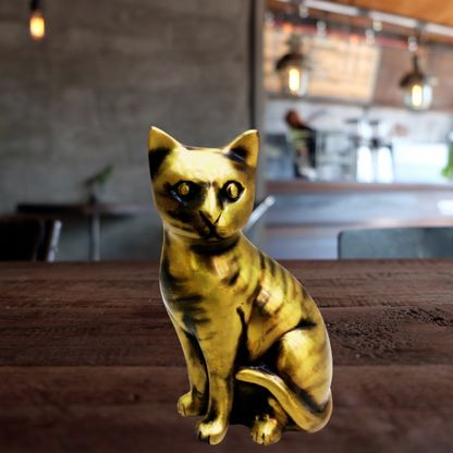 Brass Antique Cat Statue | Antique Polished Brass Cat Statue | Brass Decorative Cat | Brass Antique Cat Showpiece For Home Living Room | Vintage Brass Cat Figurine