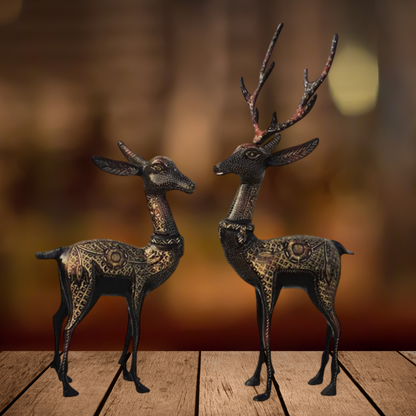 Pair of Beautiful Deer Figurines in Brass