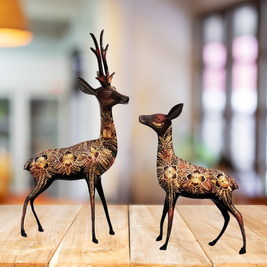 Pair of Beautiful Deer Figurines in Brass | Brass Deer Pair Statue | Deer Pair Statue -VASTU Brass Premium Finished Figurine Brass Designer Deer Pair Showpiece